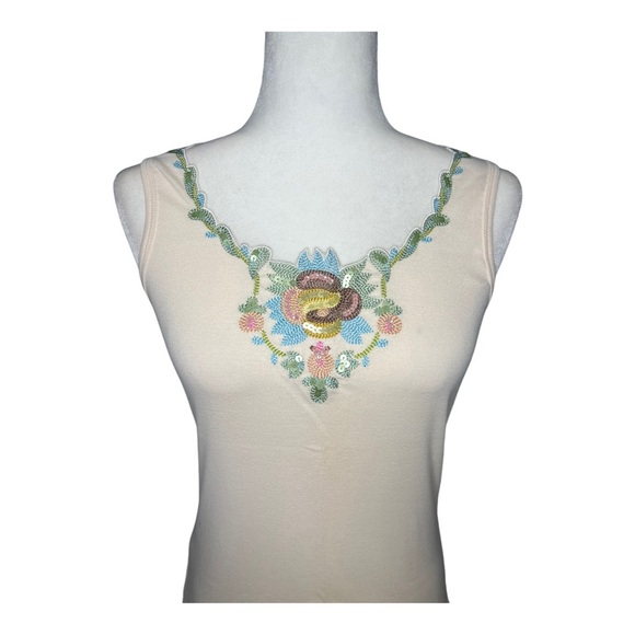 Bohemian Chic Sequins Embroidered Tank M NWT - Picture 4 of 5